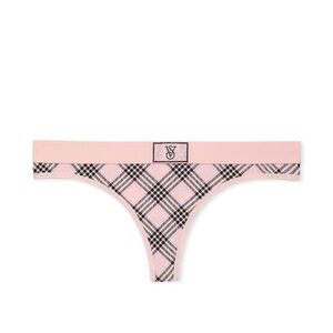Victorias Secret Logo Cotton Shine Patch Thong Panty Underwear. NWT